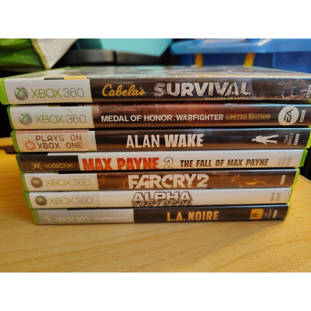 LOT OF 7 XBOX 360 + LIVE VIDEO GAMES IN CASES RED FACTION TUROK THE OUTFIT